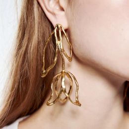 Dangle Earrings Fashion Style Metal Gold Colour Geometric Big Drop For Women Accessories Trendy Brand Party Jewellery Gifts Brincos