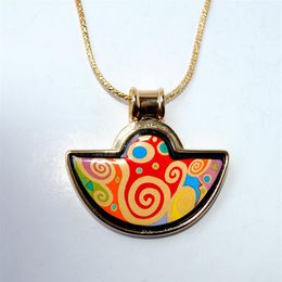 Tree of Life Series 18K gold-plated enamel necklaces woman Fan Pendant colar women necklace for gift fashion jewelry274M