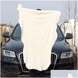 Car Sponge 1Pc Natural Elastic Shammy Chamois Leather Cleaning Towels Irregar Drying Washing Care Polishing Cloth 50X80Cm 65X100Cm Dro Dhppq