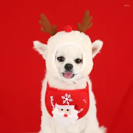 Dog Apparel Christmas Pet Plush Hat Costume Santa Caps Teddy Chihuahua Cat Scarf Triangle Bibs 2023 Merry Winter Decor Gifts