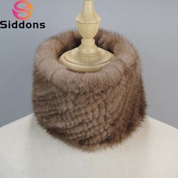 Lady Knitted Real Mink Fur Headbands Scarves Winter Russian Women Warm Genuine Ring Scarf Good Elastic Luxury Shawl 231221