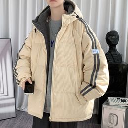 Men's new trendy brand thickened corduroy jacket for autumn and winter, popular on the internet for teenagers, the same style of down jacket