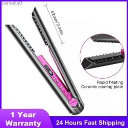 Hair Curlers Straighteners Professional Hair Straightener Ceramic Flat Iron 2 In 1 Cordless Hair Straightening Styler Rechargeable Wireless Curling IronL231222