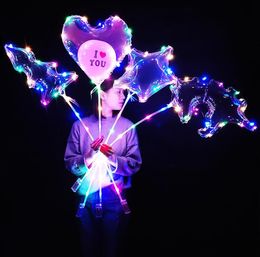 LED BoBo Luminous Balloon Transparent Colourful Lights Balls Chirstmas Wedding Party Decor Gifts Tree Unicorn Star Shape SN915