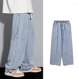 Men's Jeans 2023 Korean Fashion Loose Classic Straight Baggy Wide Leg Denim Trousers Hip Hop Pants 3XL Black Blue L55
