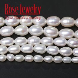 5A Quality 100 White Pearl Real Natural Freshwater Cultured Rice Shape Loose Beads 36 cm Strand 311 mm Size For Jewelry Making 231221