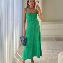 Casual Dresses Soft Knitted Slim Fit Summer Dress Elastic Straps Sleevless Elegant Women Streetwear Party Evening