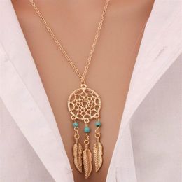 Fashion Dreamcatcher Feather Necklace Pendant Jewellery Whole A Clavicle Temperament Woman A Gift223z