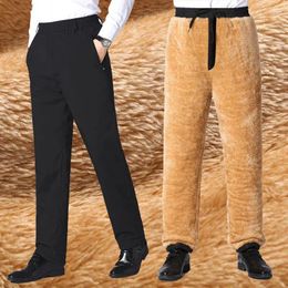 Men's Pants Winter Casual Long Trousers Thickened Warm Male Cotton Fleece High Waist Straight For Men R52