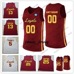 Jam Custom Loyola Chicago Ramblers College Basketball White Red Ed Any Name Number #13 Clayton Custer 25 Cameron Krutwig NCAA Jersey S-4XL