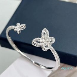 Charm Bracelets Vintage Jewellery For Women Designer Bracelet Flower 925 Sterling Silver Opening Bangle