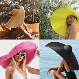 Wide Brim Hats 70cm Oversized Sun Large UV Protection Beach Travel Vacation Straw Hat Women's Summer Floppy Foldable FedorasWi248E