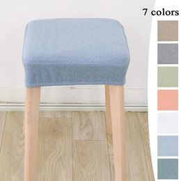 Chair Covers Removable Square Stool Cover Elastic Stretch Slip Solid Colour Dust Proof Slipcovers Anti-slip Protector Case