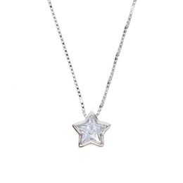 100% real 925 sterling silver star heart shape pendant necklace with silver gold box chain necklace for wedding jewerlry259j