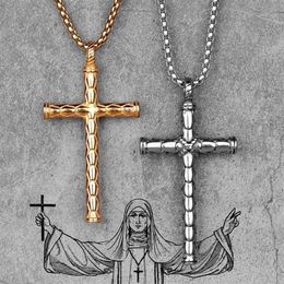 Dragon Scale Gold Cross Long Men Necklace Pendants Chain for Boyfriend Male Stainless Steel Jewelry Creativity Gift Whole1249F
