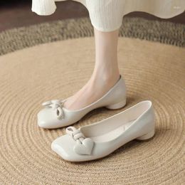 Dress Shoes Giant Soft-Square Bow Heart Single Spring And Autumn Casual Mary Jane Thick Heels