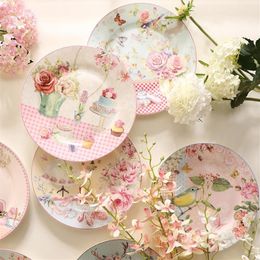 Dishes & Plates Pastoral Bone China And Porcelain Cake Dish Pastry Fruit Tray Ceramic Tableware Steak Dinner L1289f