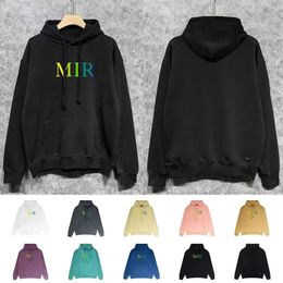 Designer Gradual Change Small Letter Print Multi Color Long Sleeved Hoodie Street Loose Pure Cotton Hoodi Wholesale Pieces Dicoun