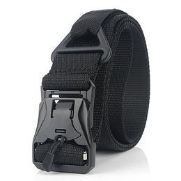 LFMBNew Elastic Belt Hard ABS Magnetic Buckle Men Tactical Belt High Strength Elastic Nylon Soft No Hole Army3544