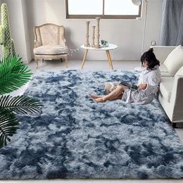 Fluffy plush tie dyed Large carpet Living room decor rug Child non-slip floor mat bedroom Stitch carpets Home decoration rugs 231222