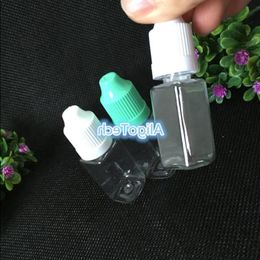 2500Pcs/Lot Square Oil Bottles 10ml PET Empty Dropper Bottles with Child Proof Lids Long Thin Tip For e-liquid e-juice Nhffk