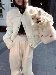 Women's Trench Coats Alien Kitty Winter Gentle Slim Women Chic Loose Office Lady 2024 Cotton Padded All Match Sweet Minimalist Parkas