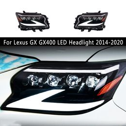 For Lexus GX GX400 LED Headlight 14-20 DRL Daytime Running Light Streamer Turn Signal Indicator Car Accessories Front Lamp Angel Eye