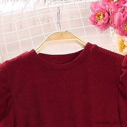 Girl's Dresses Girls Spring And Autumn Dress Crewneck Long-sleeved Sweater Stitching Mesh Gauze Butterfly A-line Knee-length Skirt Comfortable