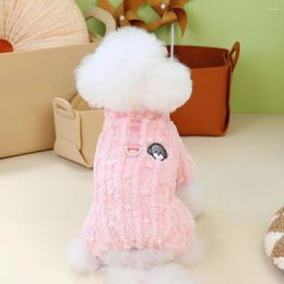Dog Apparel Four-legged Pet Jumpsuit Cosy Winter Coral Fleece Cat Costume With Traction Ring Pullover For