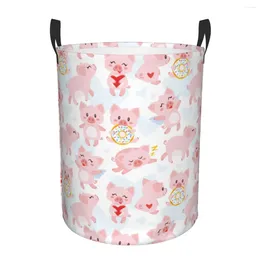 Laundry Bags Folding Basket Cute Pigs In Different Poses Dirty Clothes Toys Storage Bucket Wardrobe Clothing Organiser Hamper