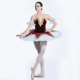 Stage Wear BLL062 Burgundy Velvet Top Bodice Pre-professional Ballet Tutu Performance Ballerina Dance Costume PancakeTutu