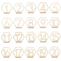 Party Decoration 1-40 Hexagon Numbers Wood Signs Wedding Table Number Wooden Rustic Engagement Seat Sign With Base