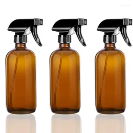 Storage Bottles Glass Refillable Amber Spray Essential Oil Trigger Empty Store Container