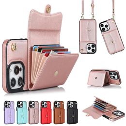 Cases Shoulder Strap Folio Phone Case for iPhone 15 14 13 12 11 Pro Max Samsung Galaxy S23 Ultra S22 A54 A73 A53 5G A52 A14 A13 Wristban