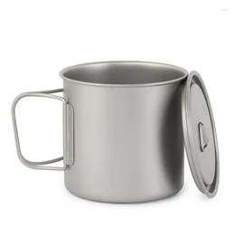 Mugs Pure Titanium Cup Coffee Outdoor Portable Ultra-Light Large Capacity 650Ml Tea Drinking Ta8312-1