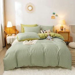 Bedding Sets Duvet Full Green Lattice Luxury Sheets Single Ins Wind Copper Simple King Size Set Bed Linen