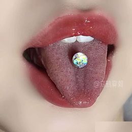 Labret Lip Piercing Jewelry Strongly Recommend The 14G Personalized Spicy Girl Sweet Cool Egg White Stone Flat Bottom Tongue Nail N Dhirx