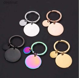 Key Rings New style 10Pcs 12mm 25mm Round Disc Blank Mirror Polished Stainless Steel Keychain For DIY Custom Name Women's Mens KeychL231222