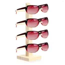 Decorative Plates Sunglasses Stand Wooden Sun Glasses Display Rack Four-Layer Eyeglasses Holder Organiser
