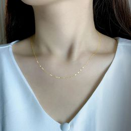 Chokers NYMPH Real 18K yellow Gold Chopin Chain Necklace Au750 Fine Jewelry Wedding For Female Wedding Gift X269 22-9-14 231222