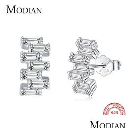 Stud 925 Sterling Sier Luxury Emerald Cut Stud Earrings For Women Clear Cz Hypoallergenic Ear Pins Fine Jewellery 210707 Drop Delivery Dhyau