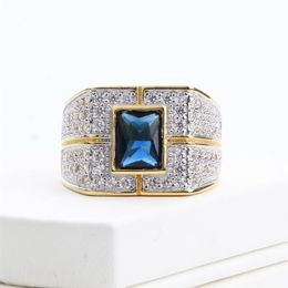 Cluster Rings Natural Moissanite Gemstone 14K White Gold And Ring For Men Anillos De Hip Hop Bizuteria Wedding Rock Diamond Box301v