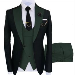 Men Suits 3 Pieces Tailored Man Groom Wedding Tuxedo Slim Fit Jacquard Twocolor Blazer Jacket Vest Pants Clothing 231221