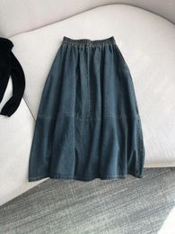 Skirts 2023 Women Fashion Sexy Casual Elastic Waist Denim Skirt 1102