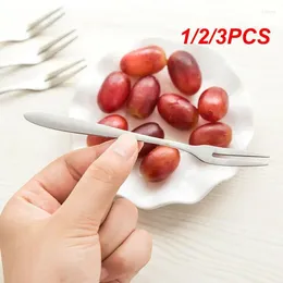 Forks 1/2/3PCS Exquisite Stainless Steel Fruit Fork Flatware Birthday Party Cake Salad Dessert Kitchen Small