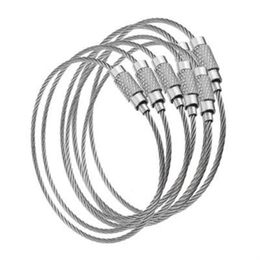 100pcs Edc Wire Outdoor Key Stainless Steel Keyring Keychain Ring Lock Gadget Circle Rope Cable Loop Tag Screw Camp Luggage248p