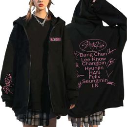 Stray Kids Zipper Hoodies Kpop 5 Stars Print Sweatshirts Hip Hop Streetwear Zip Up Jacket Men Women Loose Casual Y2K Clothes