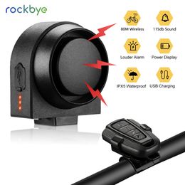 Rockbye Bicycle Anti-thef Alarm with Remote Bike Wireless Lock Cycling Accessories Waterproof Bike Security Systerm Sensor Alarm 231221