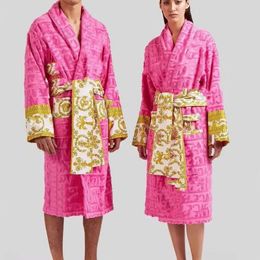 Bath Robe Designer Long Hoodie Lovers Couples Longstyle LUXURY European Printing Bright 100% Cotton Luxurious Couple Bathrobe Whol 942