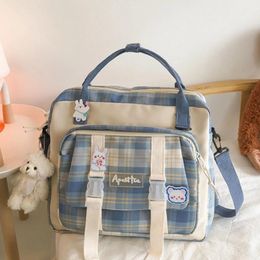 Bags Cute Backpack with Bear Plush Pin Aesthetic Backpacks Japanese School Handbag Ita Bag Back to School Daypack Travel Rucksack